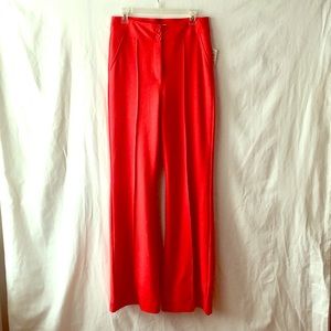 Tomato Red-High Waist Flare Leg Knit Pant